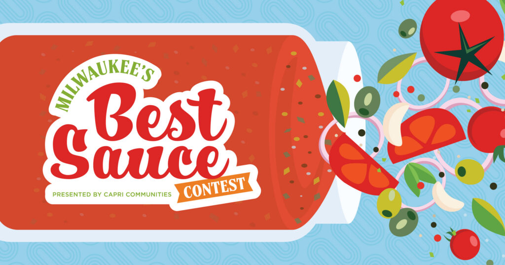 Colorful promotional graphic for a sauce contest