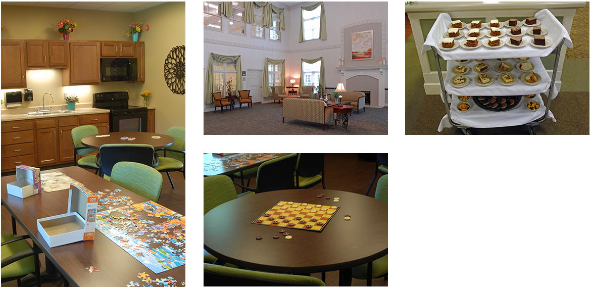 Interior common area with puzzle and snacks