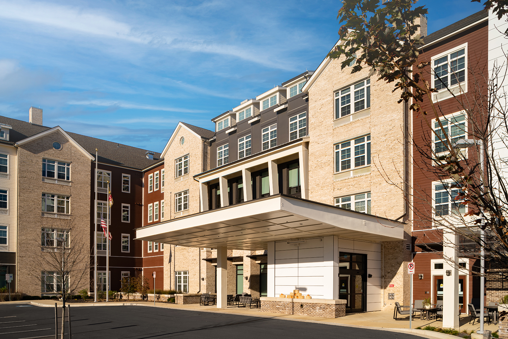 Exterior view of Monark Grove Greystone facility