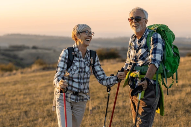 Seniors enjoying a hiking adventure in nature