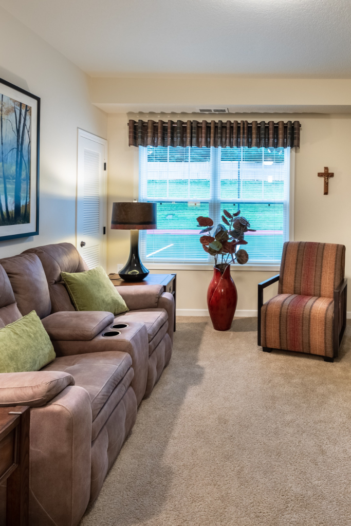 Cozy sitting area with comfortable furniture and decor