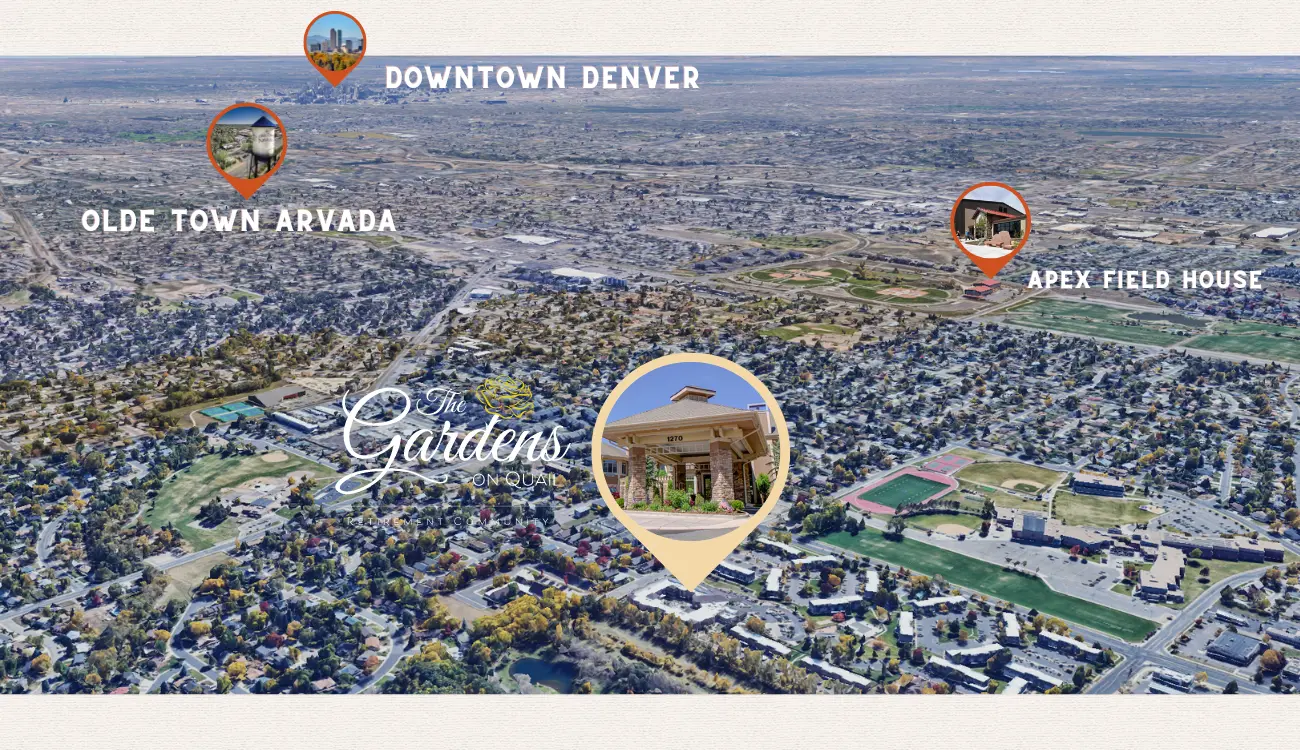 Aerial view of The Gardens on Quail and surrounding areas