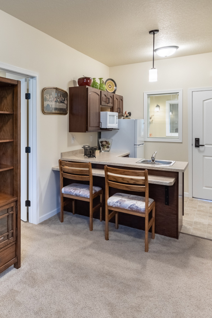 Cozy kitchen area in a resident apartment