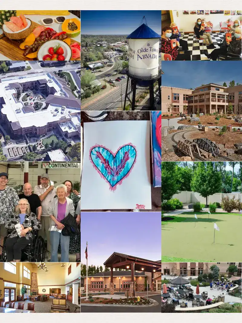 Residents enjoying food and activities at the facility