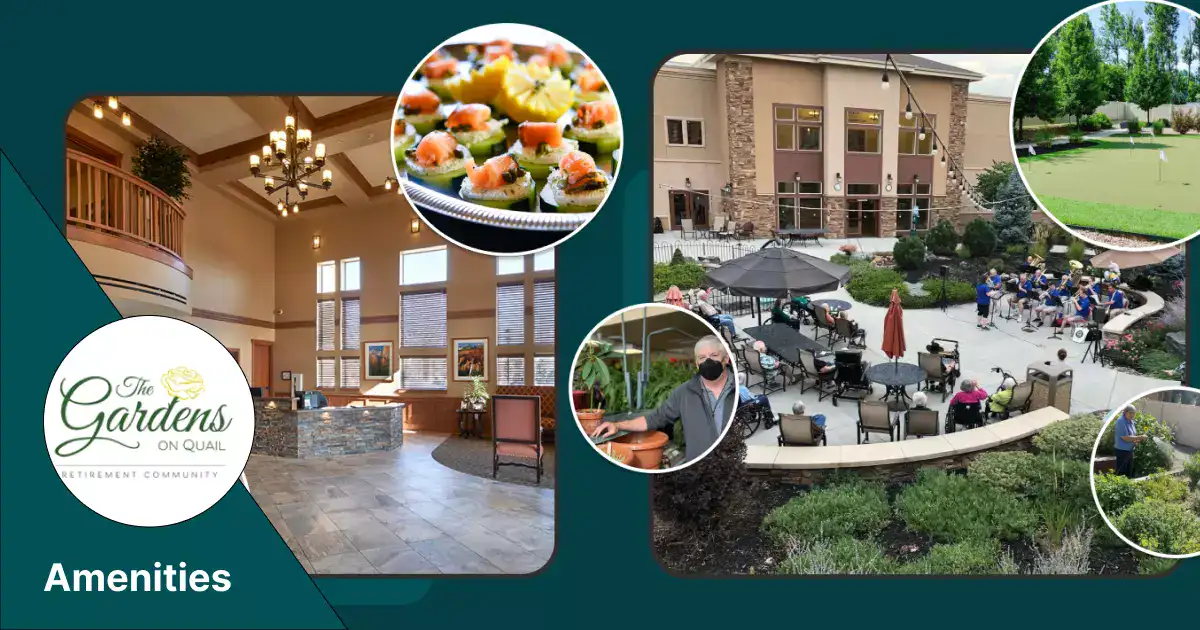 Residents enjoying activities and dining in a common area