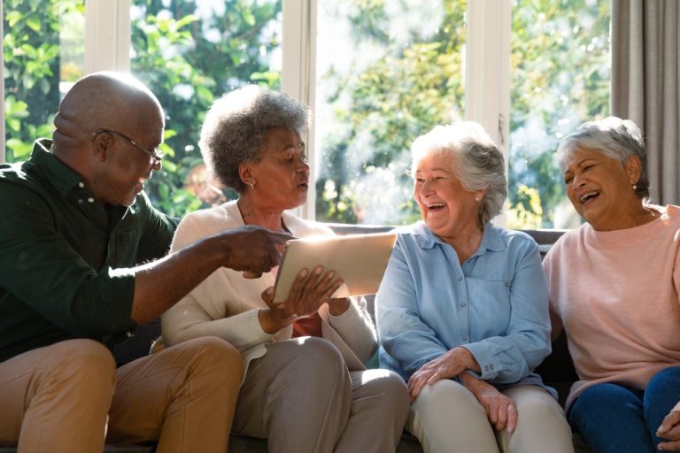Residents enjoying a moment together in a common area