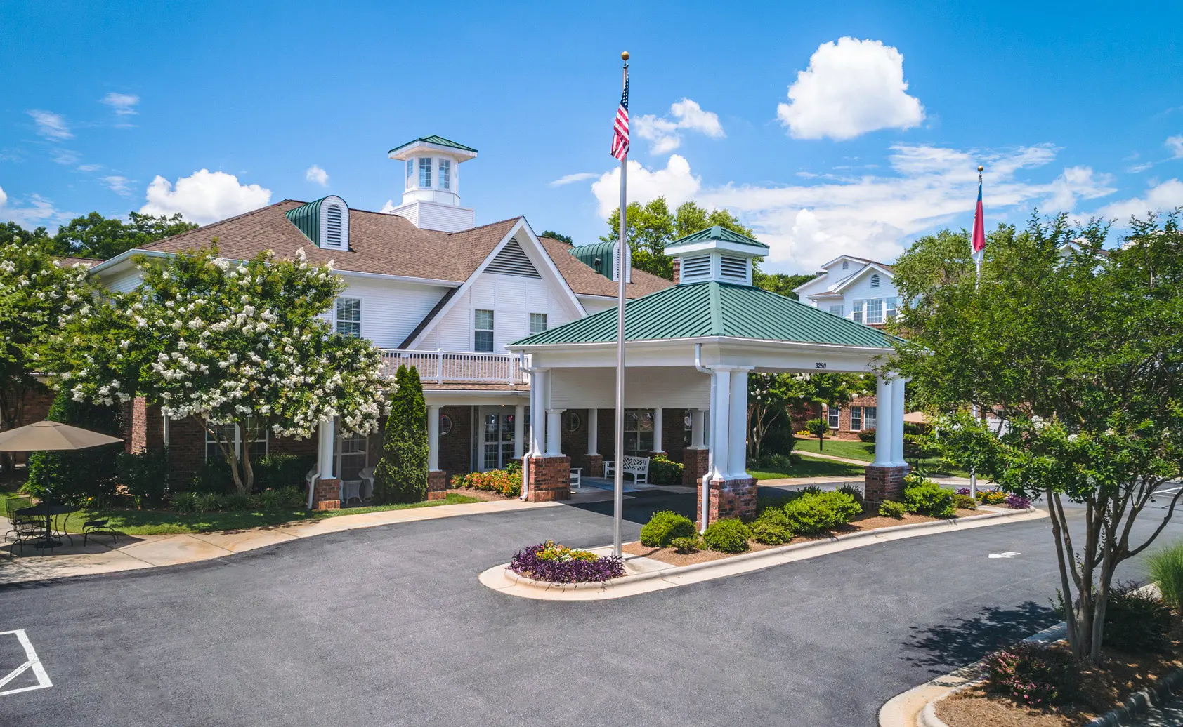 Exterior view of Homestead Hills facility entrance