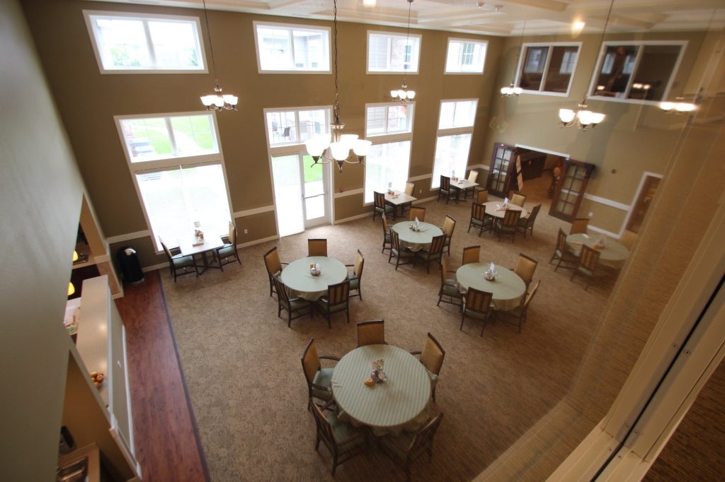 Spacious common area with seating arrangements