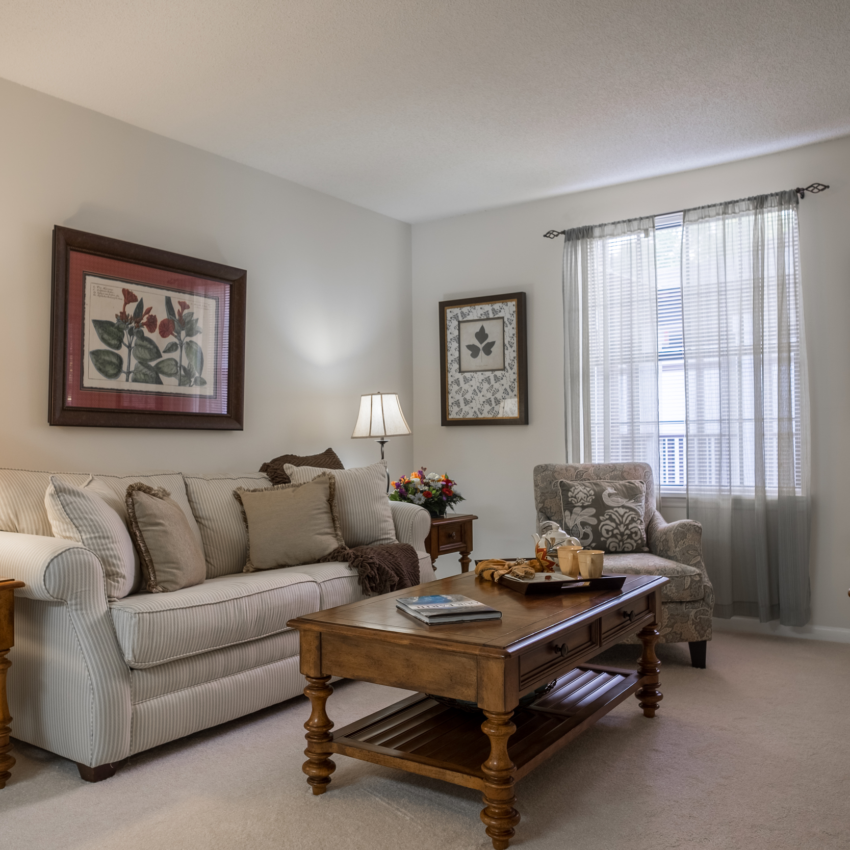 Cozy living room in a senior living facility
