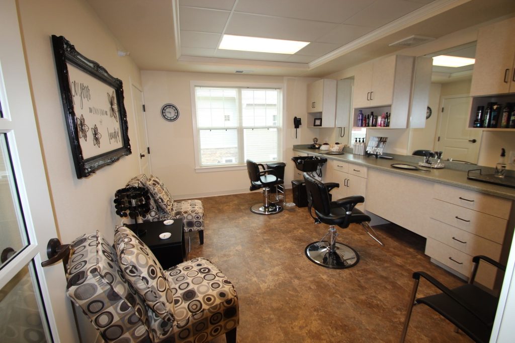 Interior view of a salon in a senior living facility