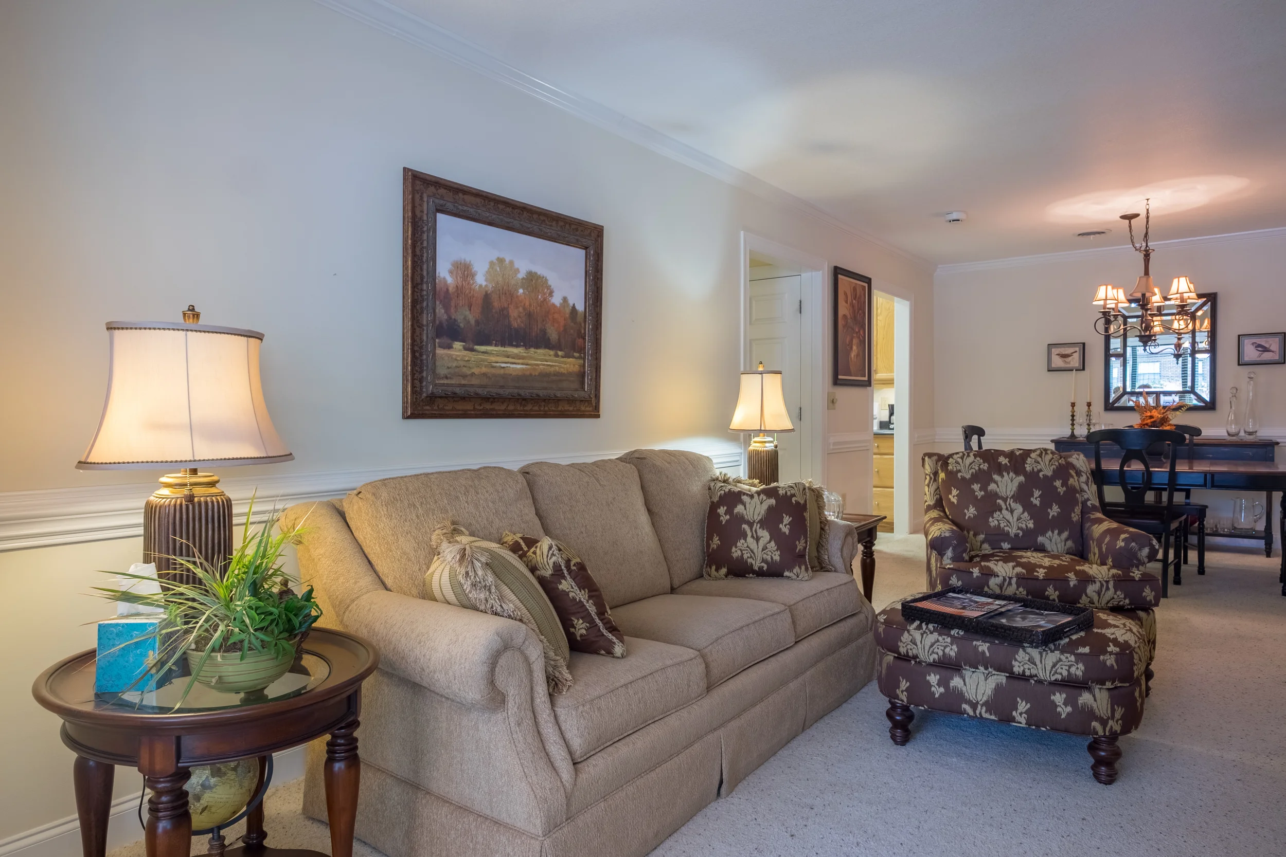 Cozy living room with comfortable seating and decor