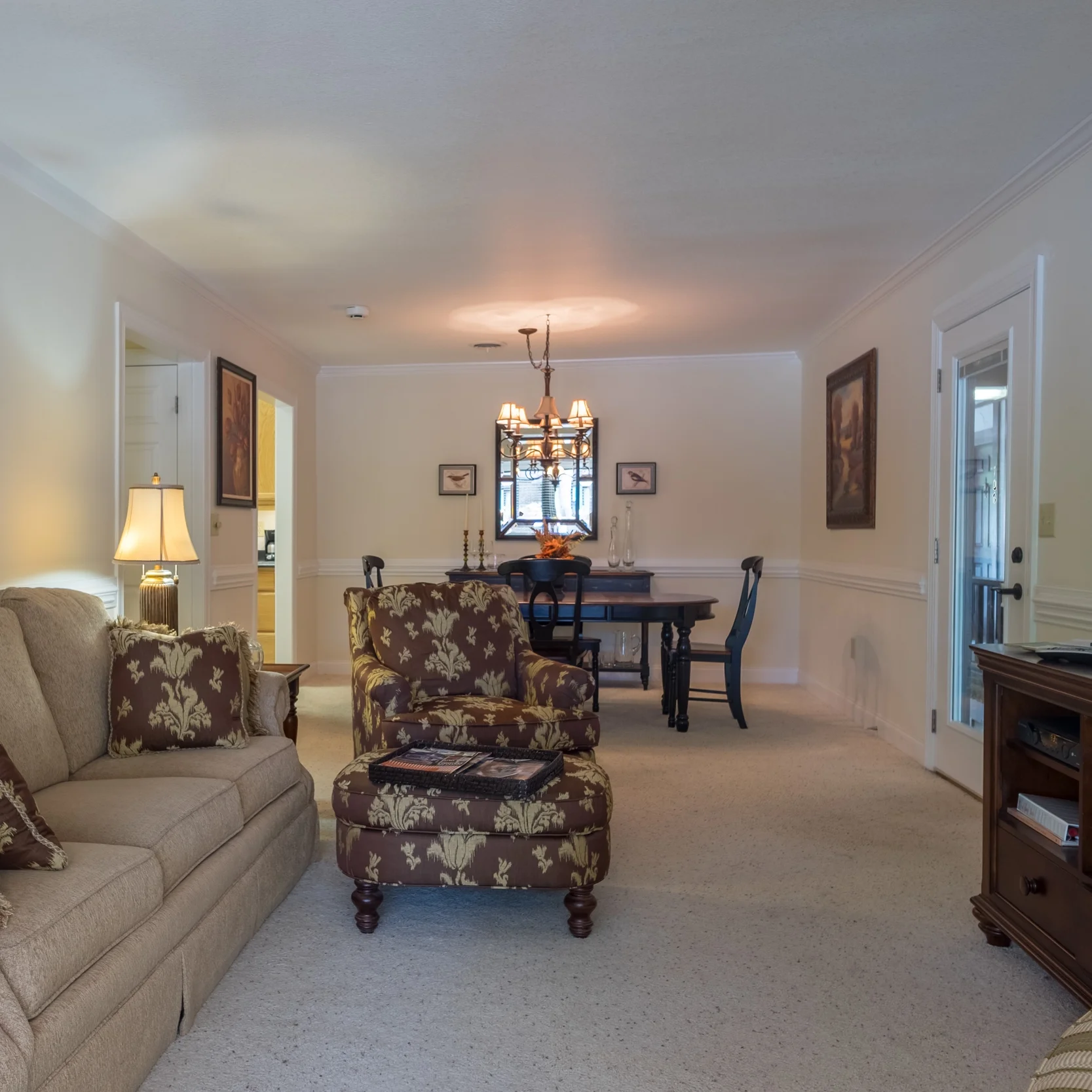 Cozy living area in a senior living facility