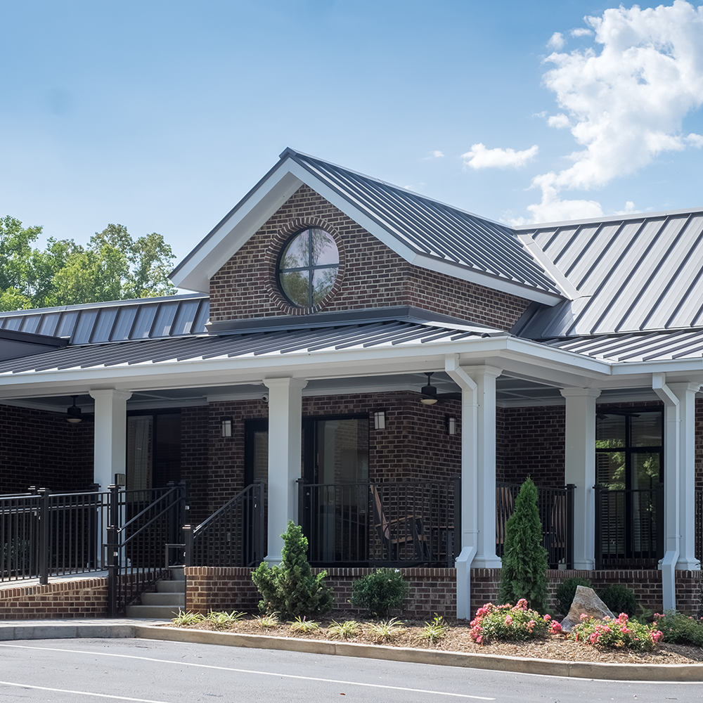 Exterior view of the White Oak Manor building entrance