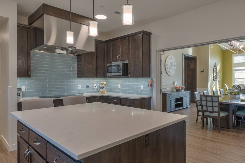 Modern dining area in a senior living facility