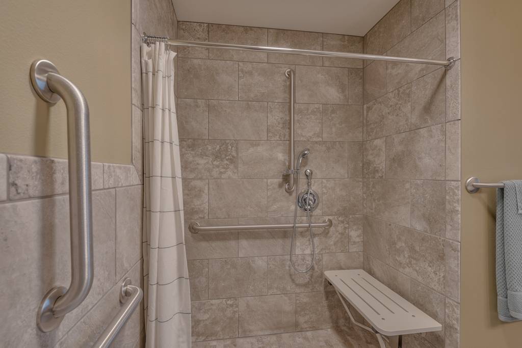 Accessible shower area in a bathroom