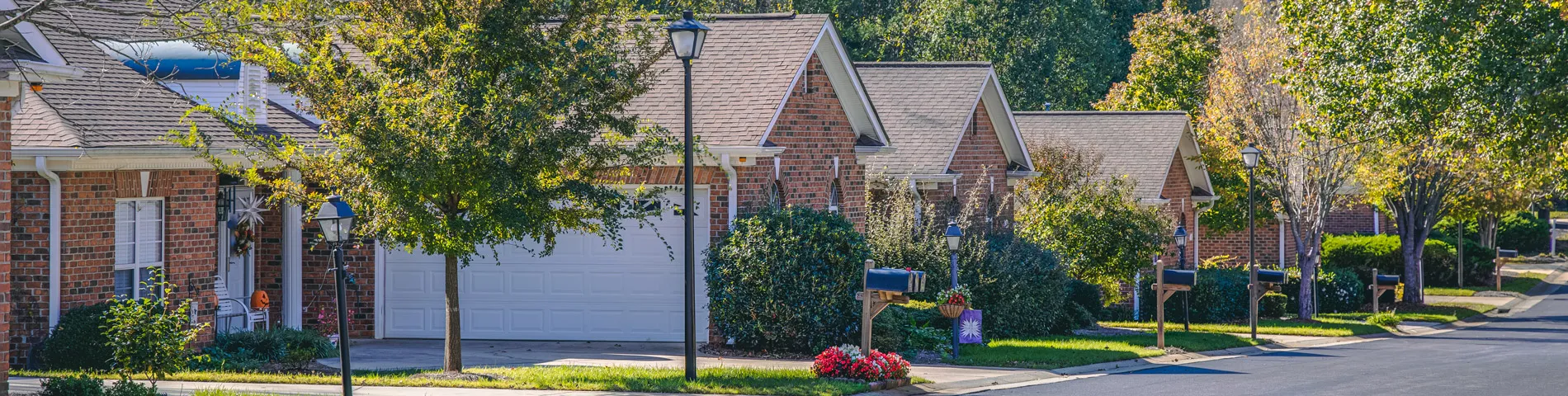 Row of houses in a senior living community