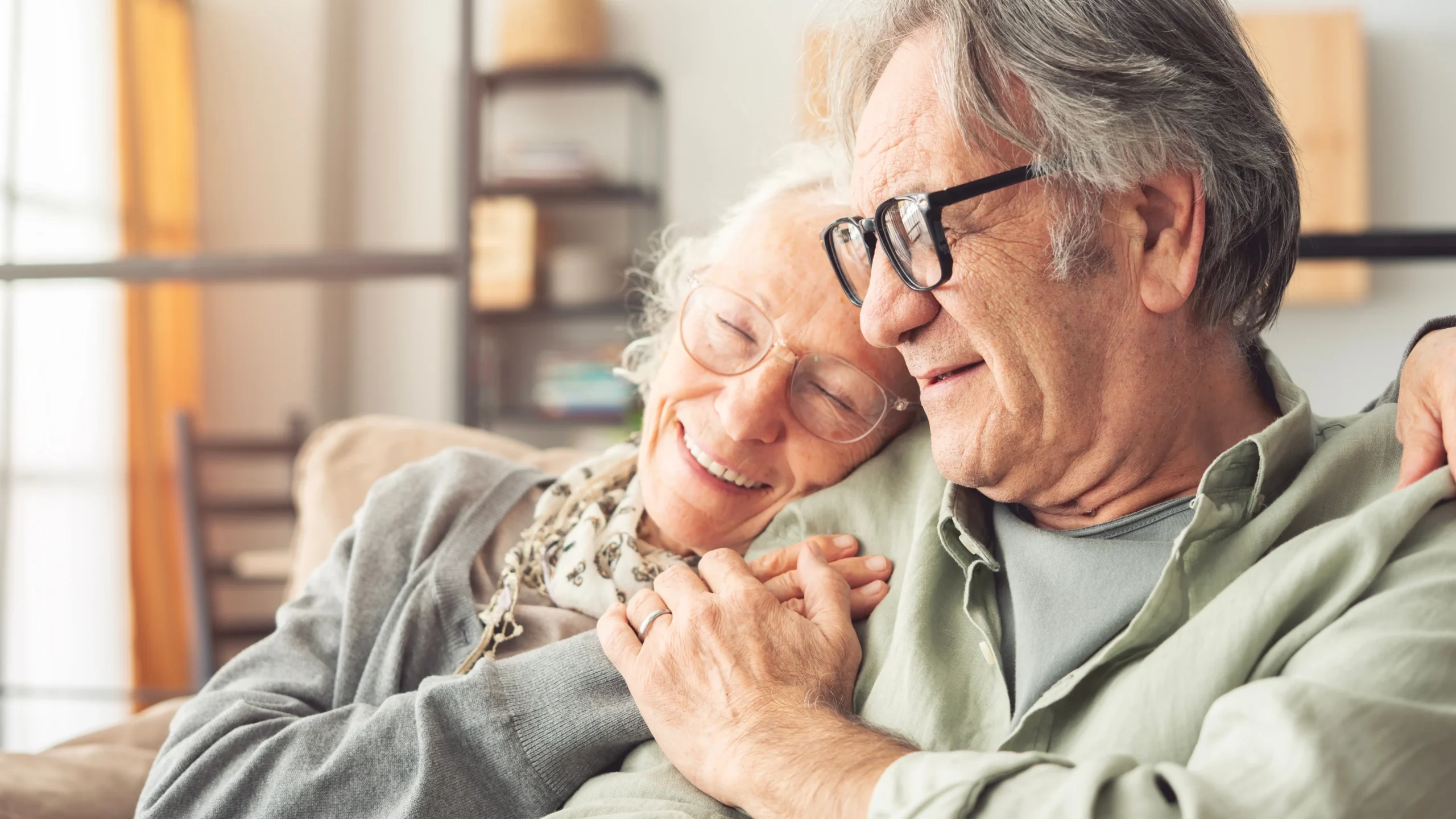 Couple enjoying a moment in a cozy living space