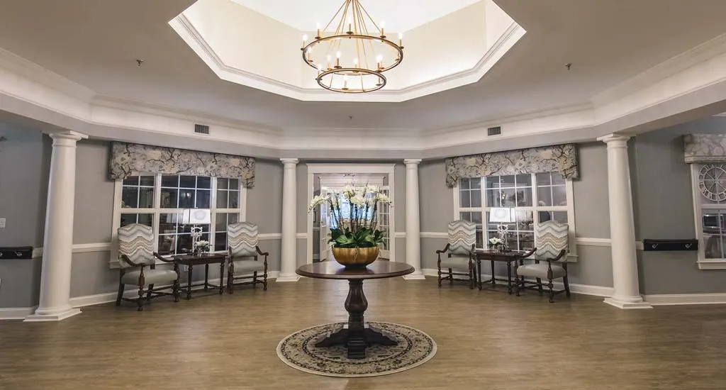 Interior view of a common area with decor