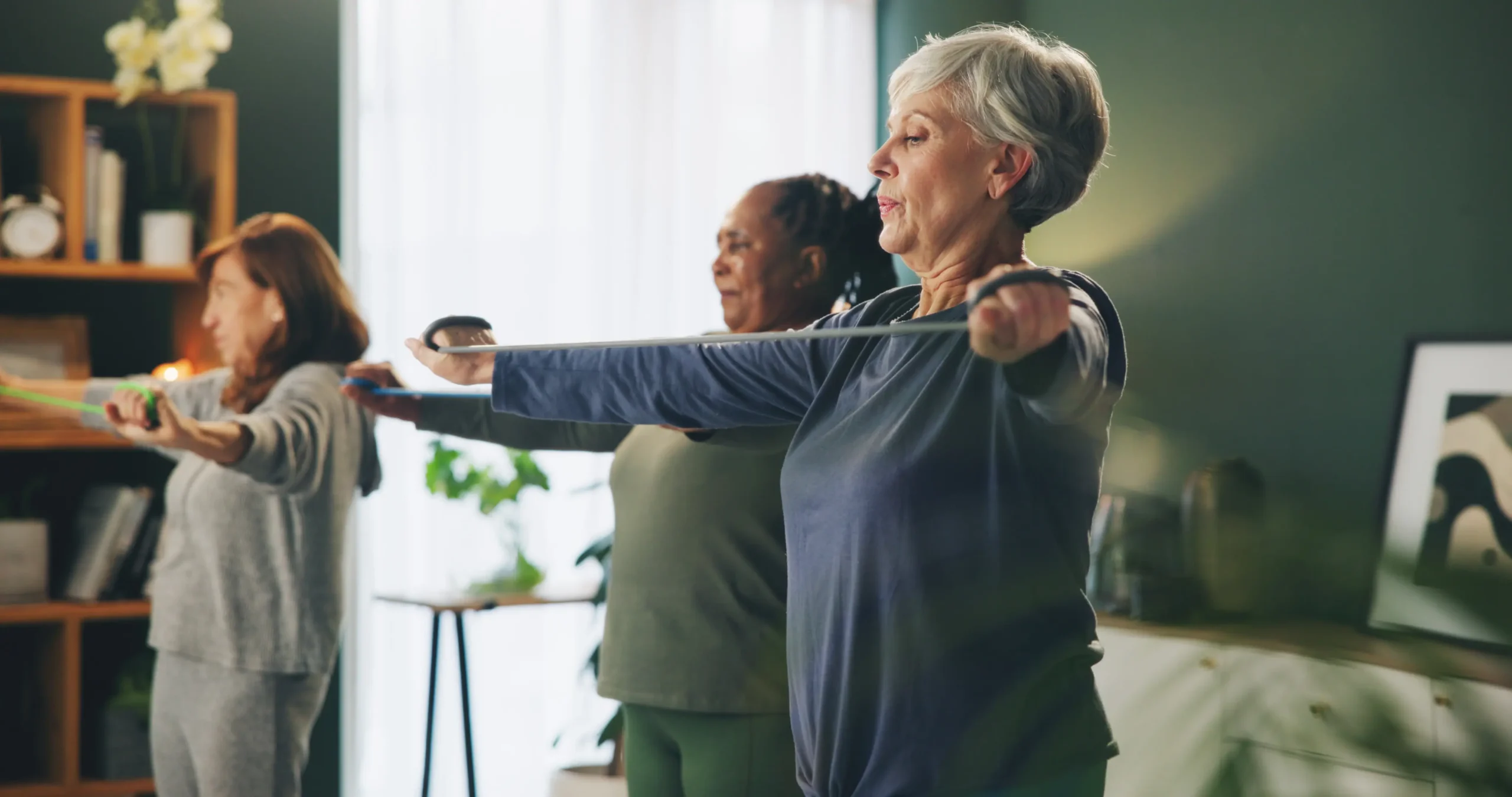 Residents engaging in a group exercise activity