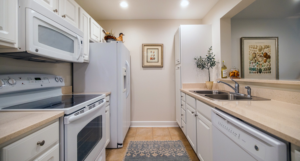 Bright and clean kitchen area in a senior living facility