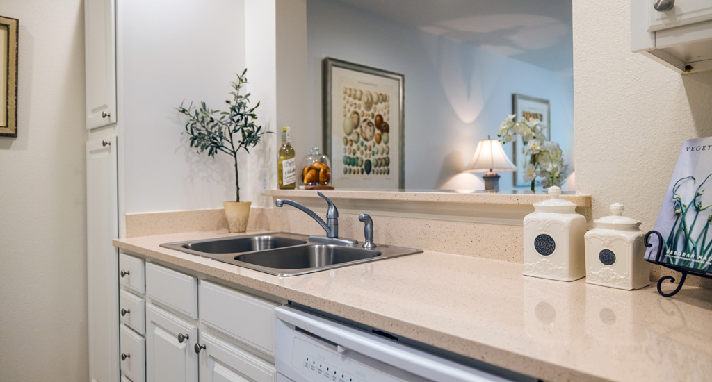Well-equipped kitchenette in a senior living facility