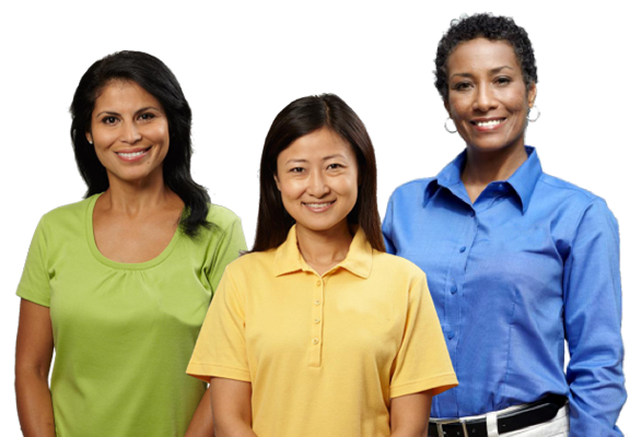Three staff members smiling together