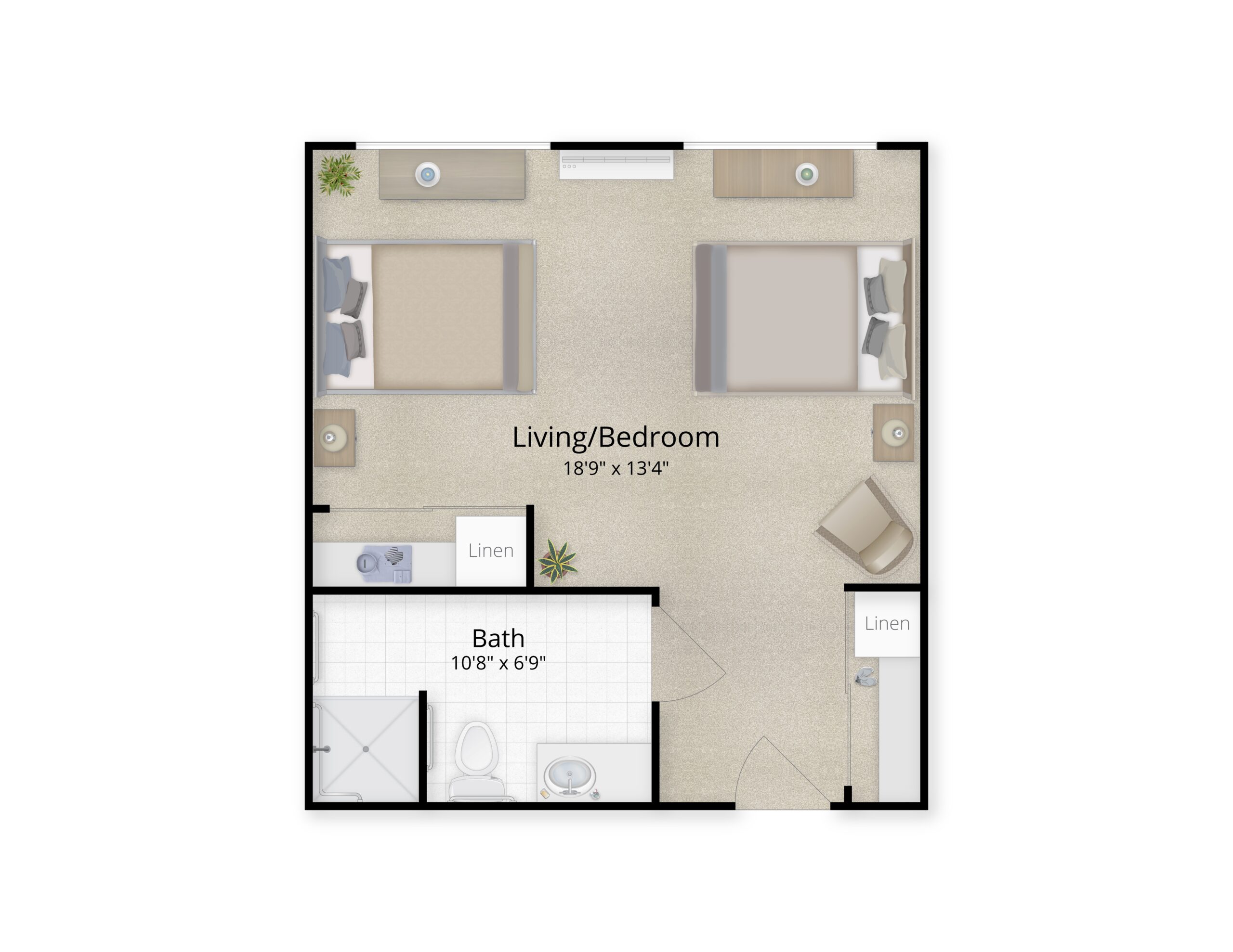 Architectural floor plan of a living space