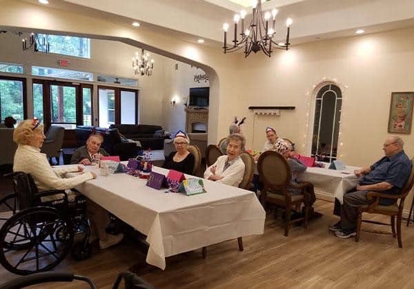 Residents engaged in a common area activity.