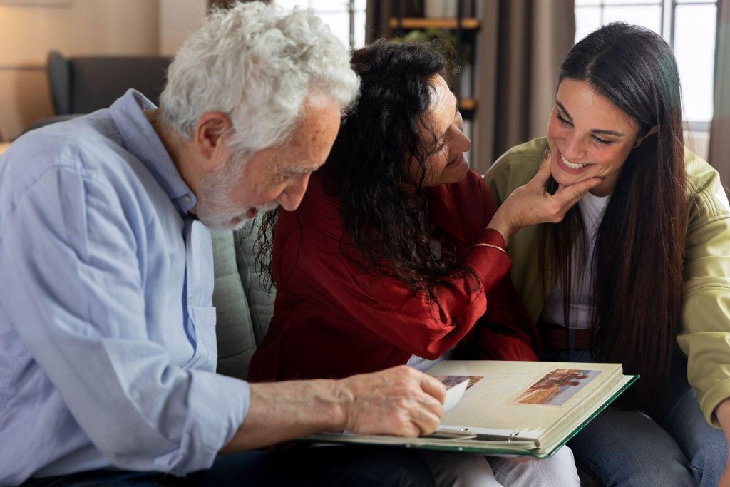 Residents enjoying a memory-sharing moment together.