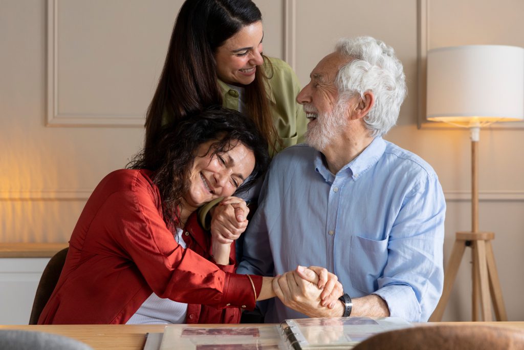 Residents and staff sharing joyful moments together.