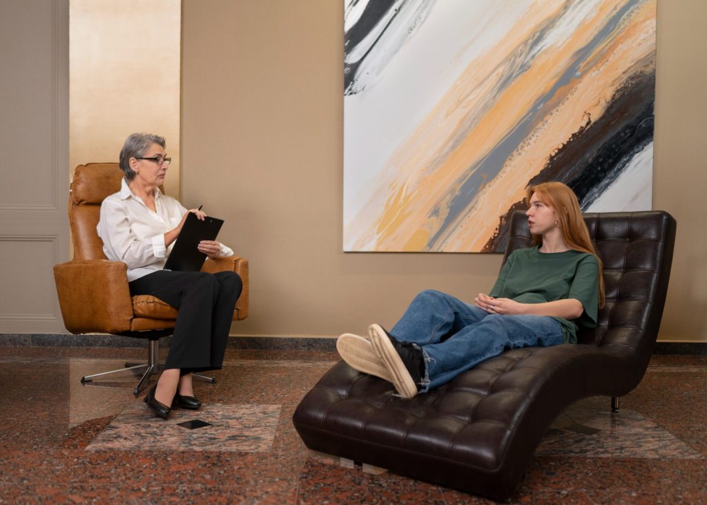 Therapist and client in a counseling session