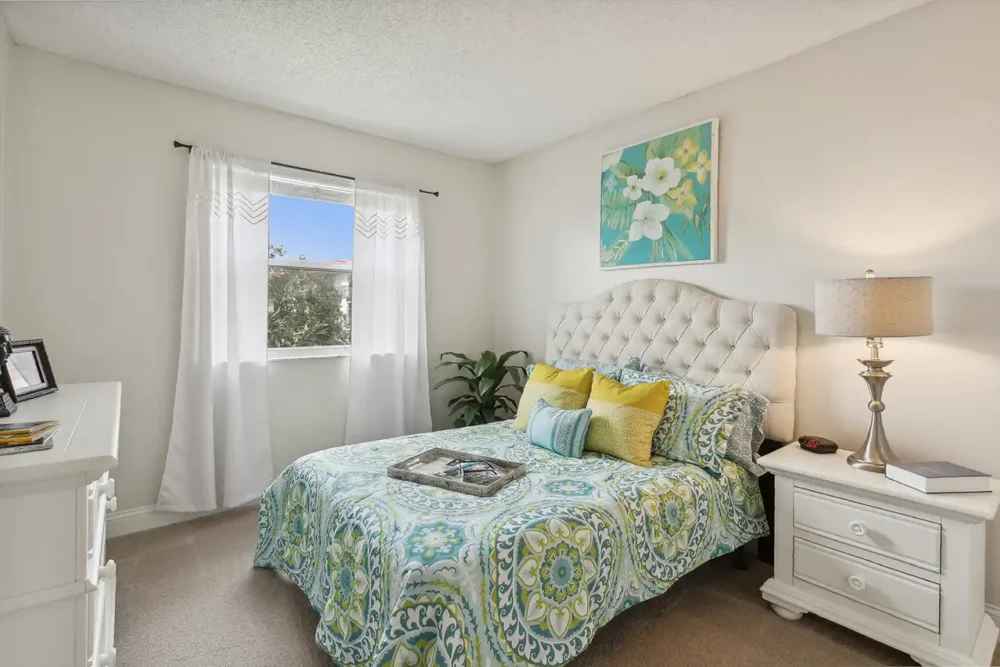 Cozy decorated bedroom with a floral theme