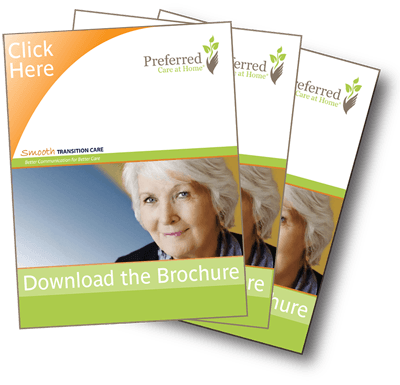 Brochure cover with a woman's photo and logo