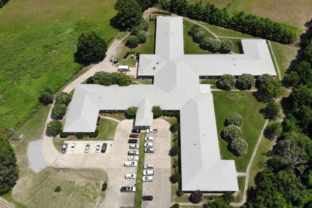 Aerial view of Azalea Estates of Monroe facility grounds