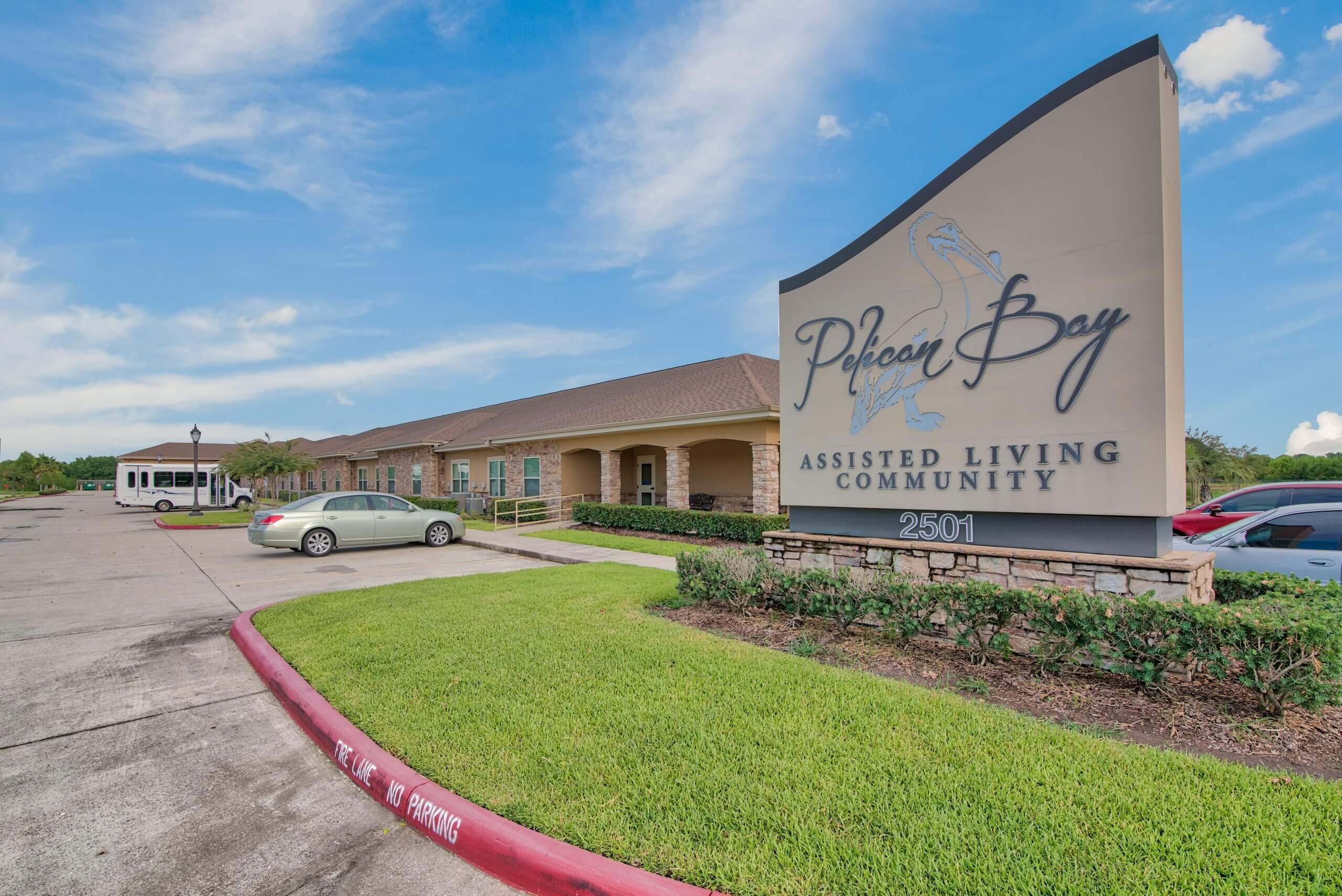 Exterior view of the assisted living community building