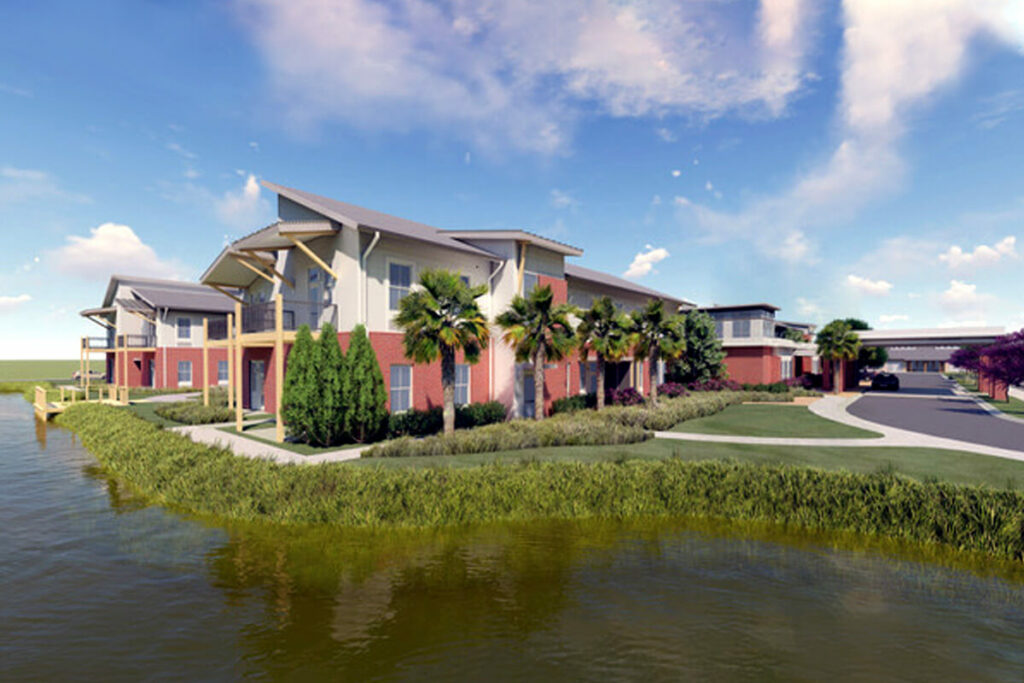 Exterior view of Azalea Estates surrounded by greenery