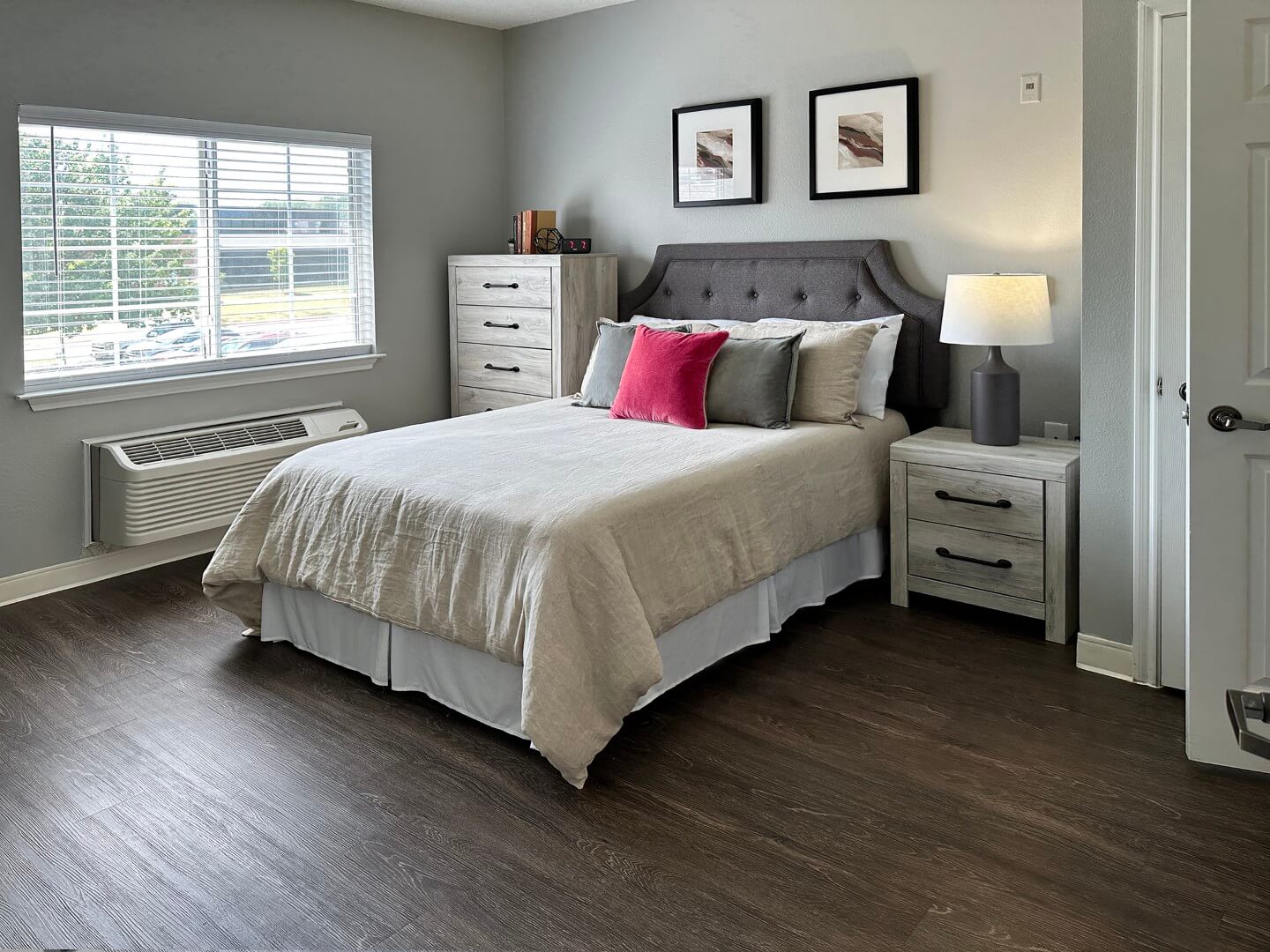 Cozy private resident room with neutral decor