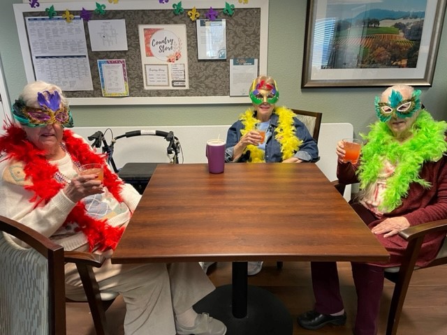 Residents enjoying a festive gathering with drinks