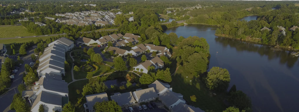 Aerial view of the facility's scenic surroundings