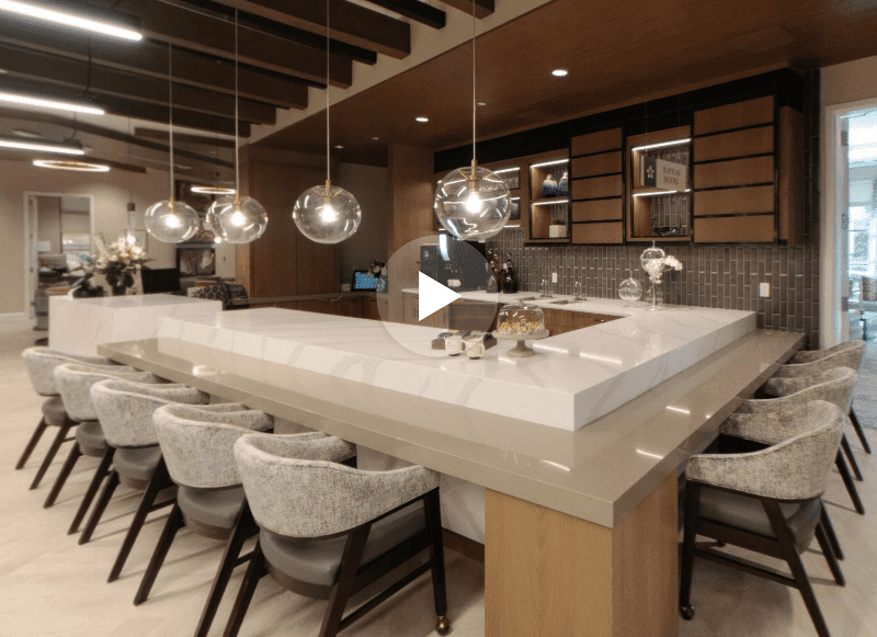 Modern interior of a common area with stylish seating