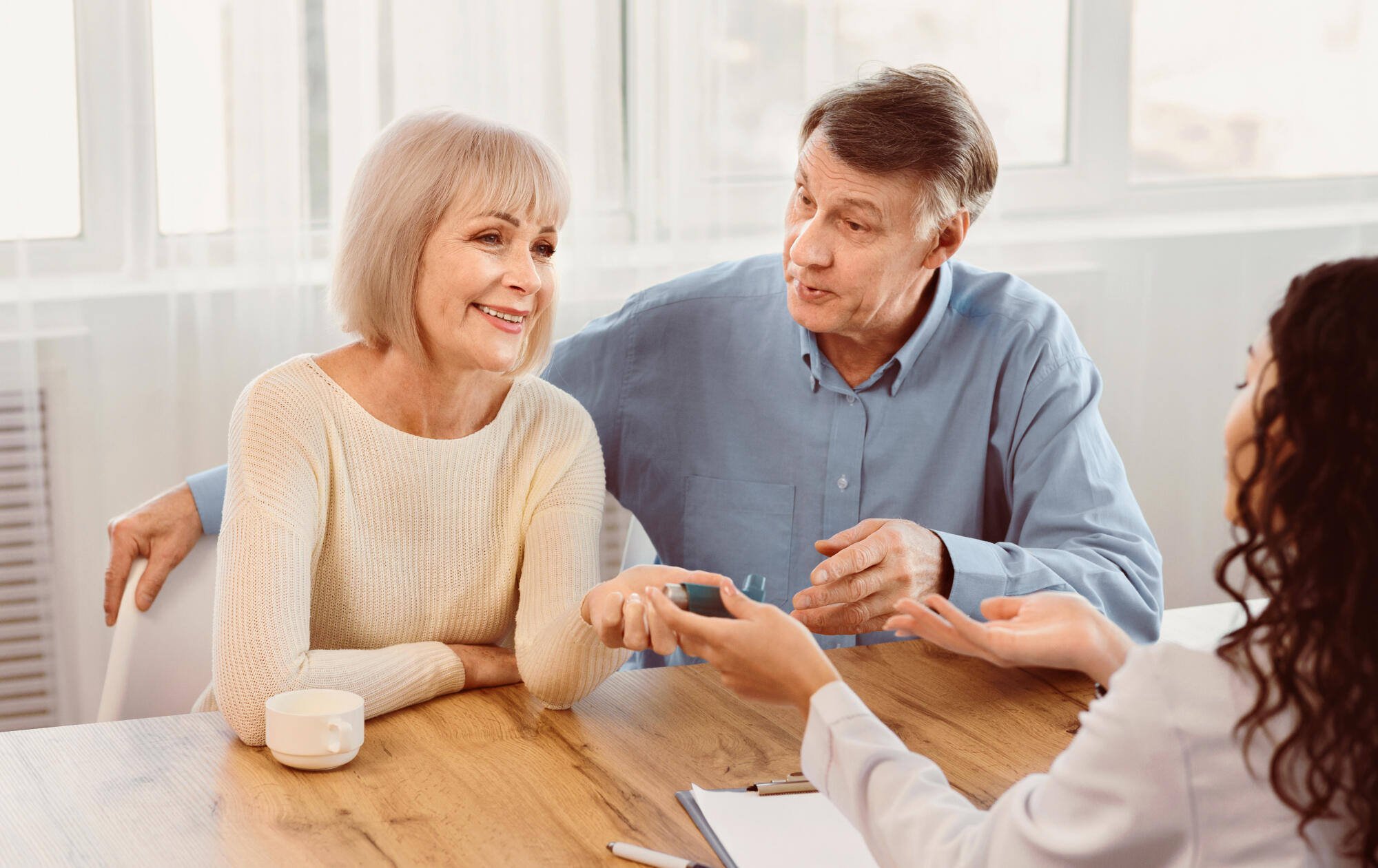 Residents interacting in a comfortable setting