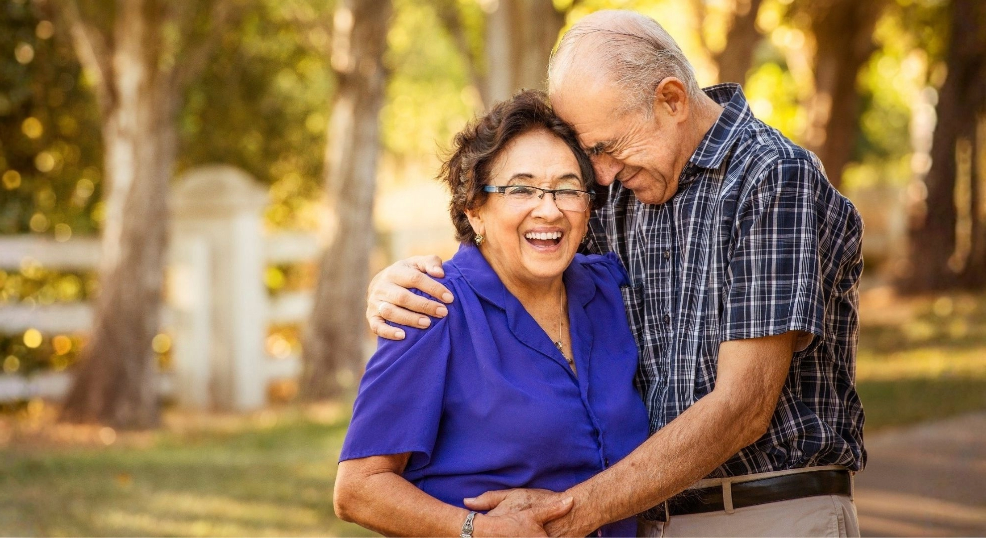 Senior couple enjoying a moment outdoors in a park