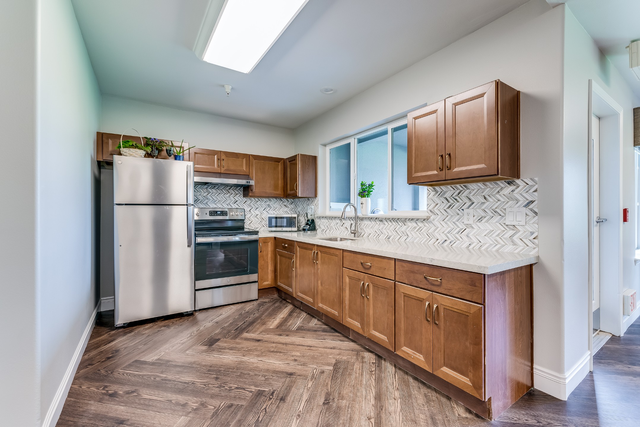 A modern kitchen in a senior living facility