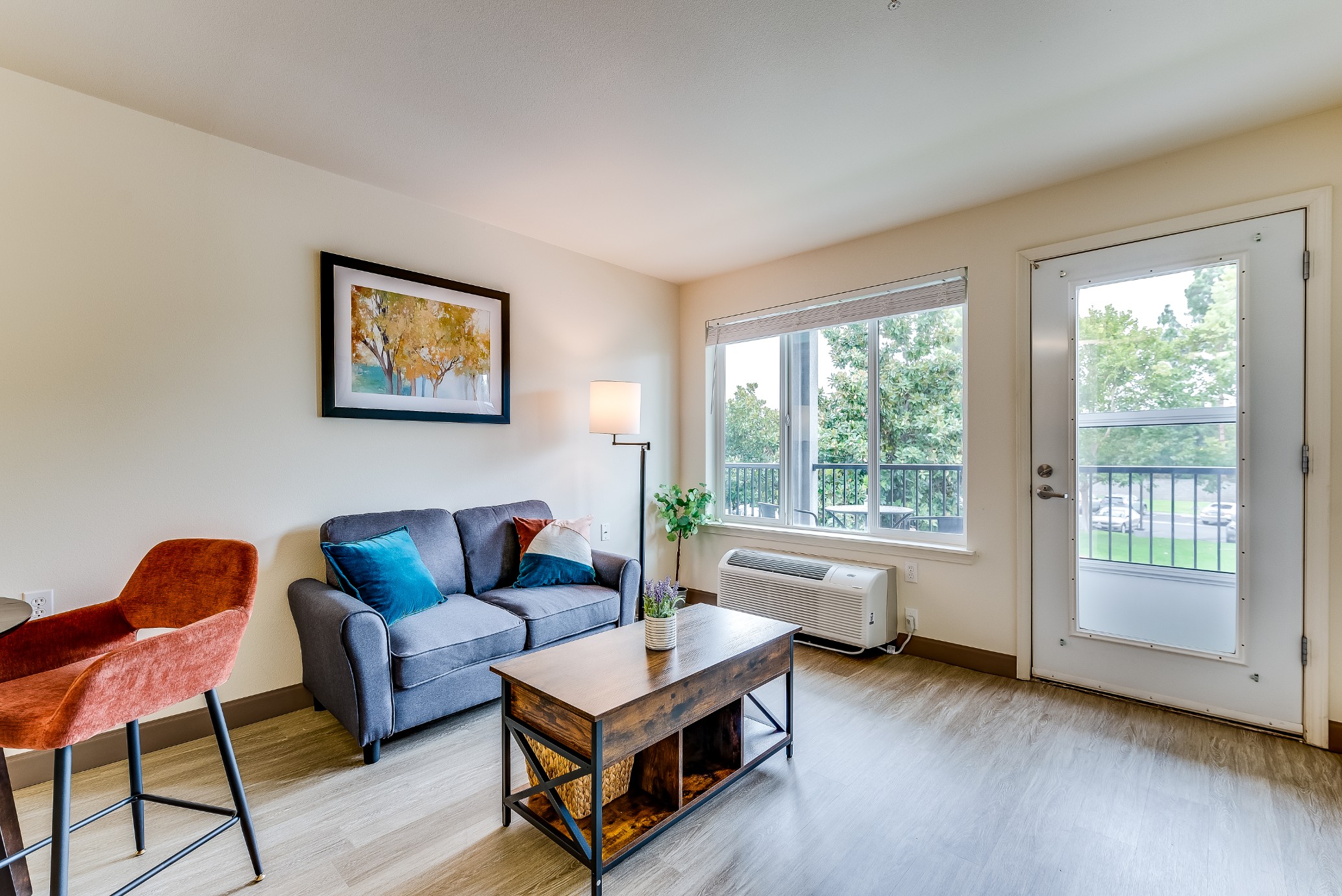 Comfortable living room area with natural light