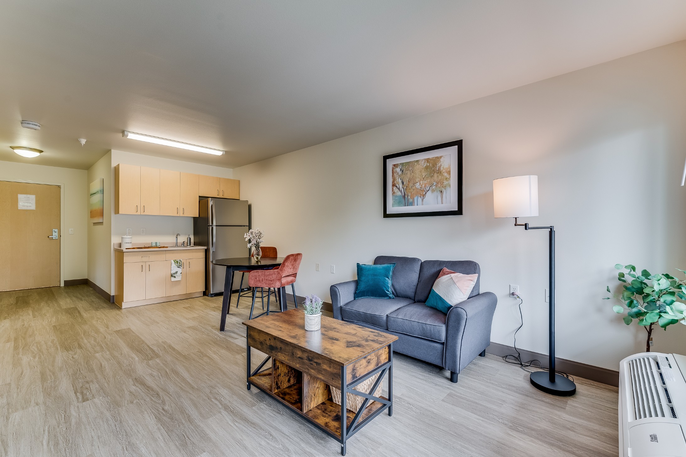 Cozy interior of a resident room with modern decor