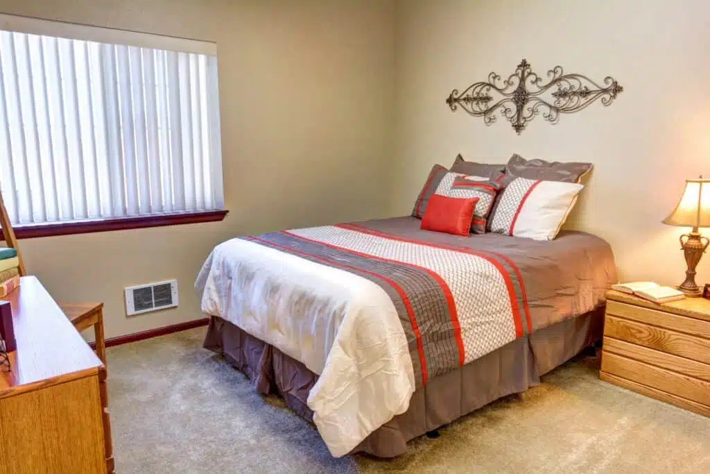 Cozy private bedroom with a bed and decor