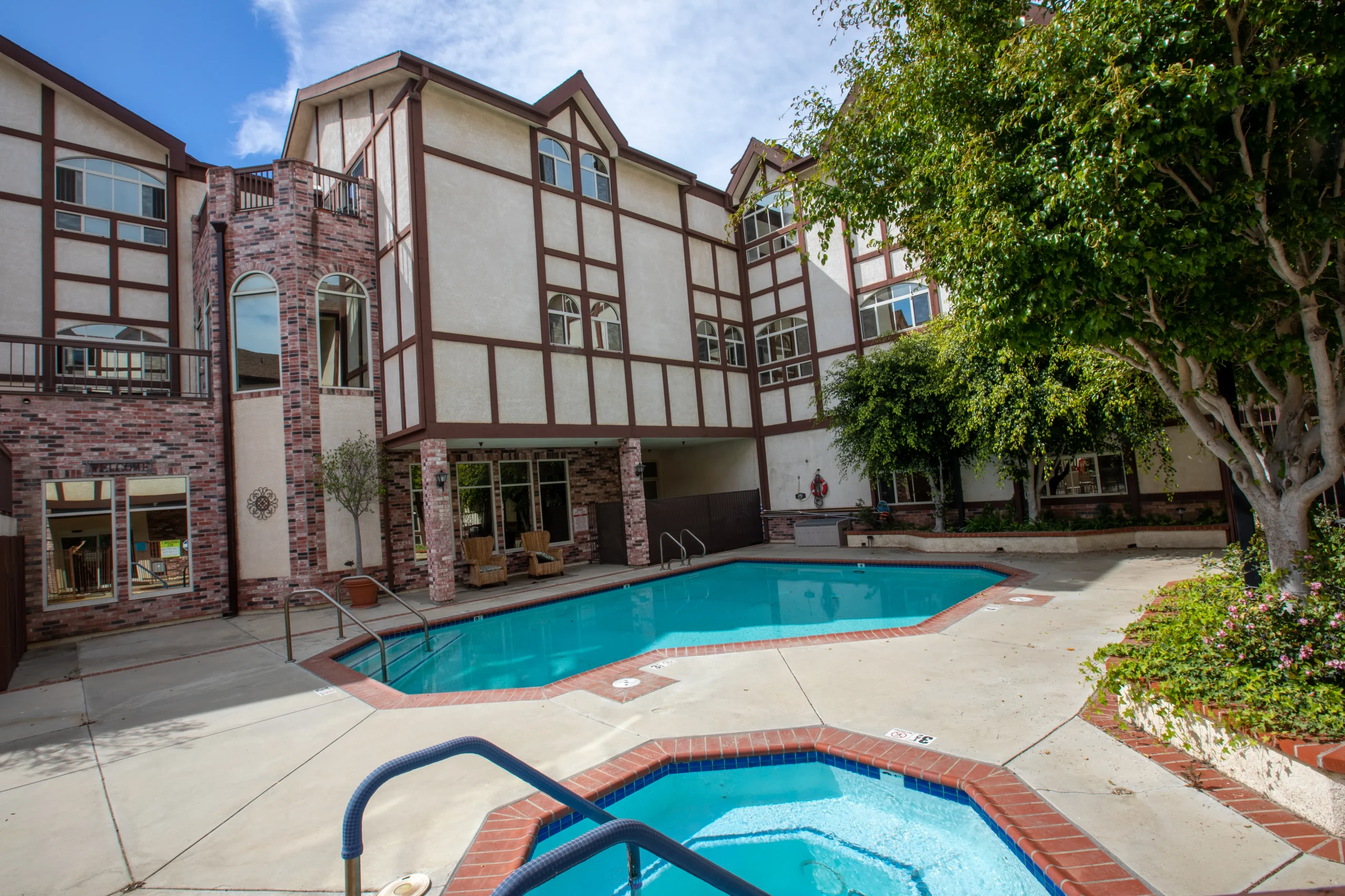 Outdoor pool area at Lexington Assisted Living
