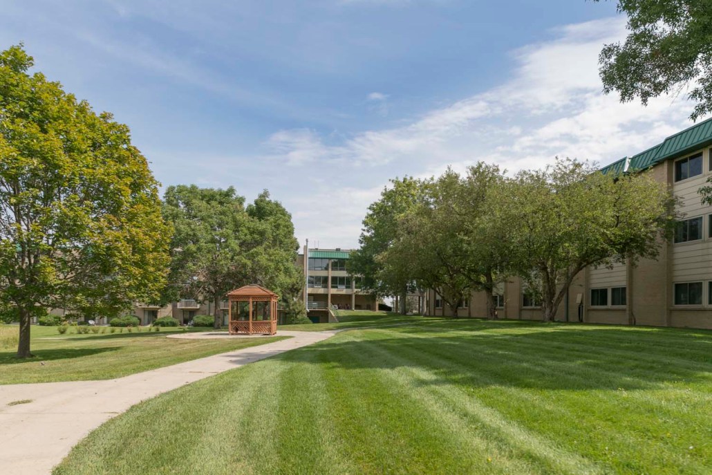 Outdoor space with gazebo and walking path