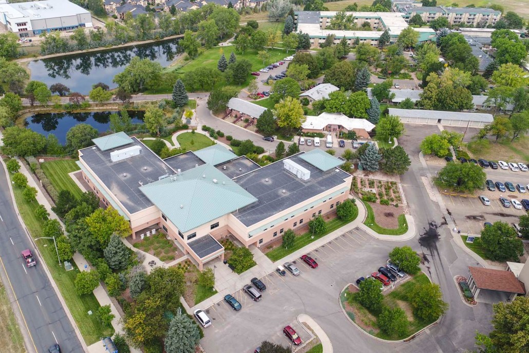 Aerial view of The Villas at Sunny Acres and surrounding areas