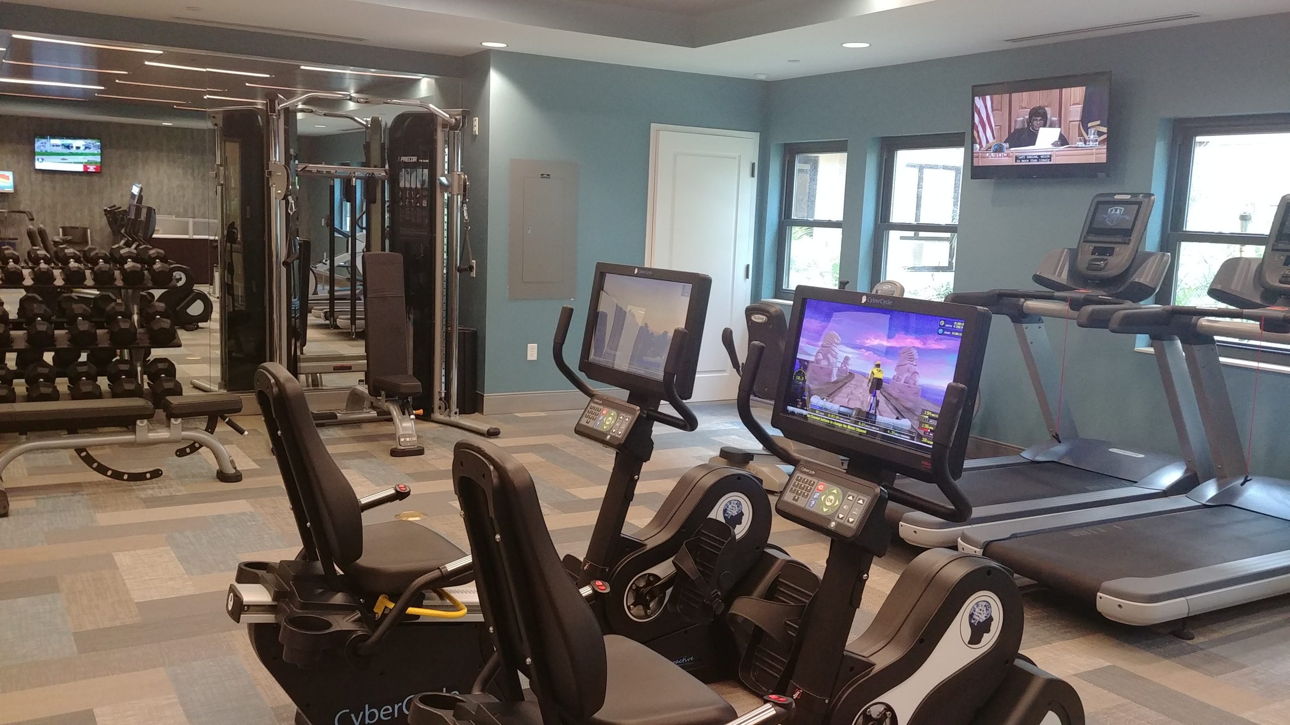 Modern fitness center with exercise equipment
